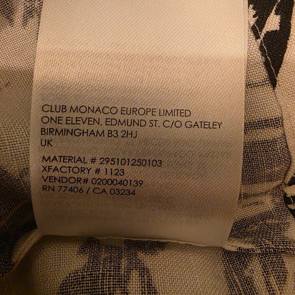 Club Monaco Top Womens XS Black White Floral Linen Blend Shell Blouse NWT - Picture 11 of 11